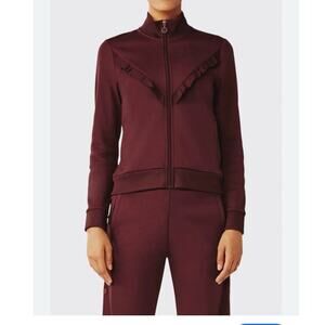 TORY BURCH Sport Tonal Ruffle-Trim Track Jacket - Large